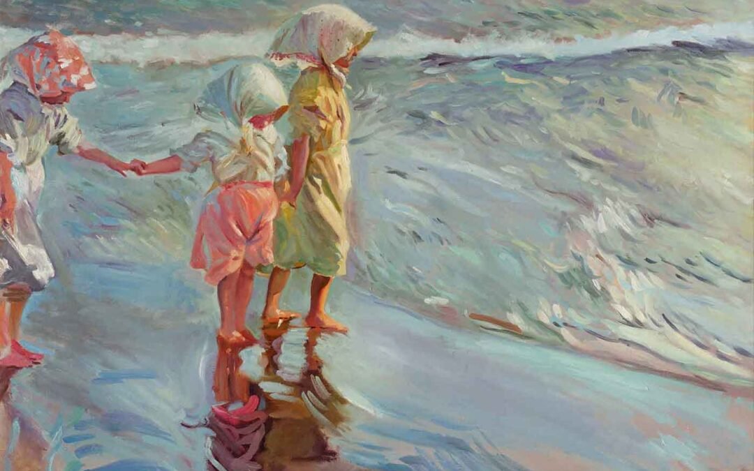 Copia de «Las tres hermanas en la playa» de Sorolla