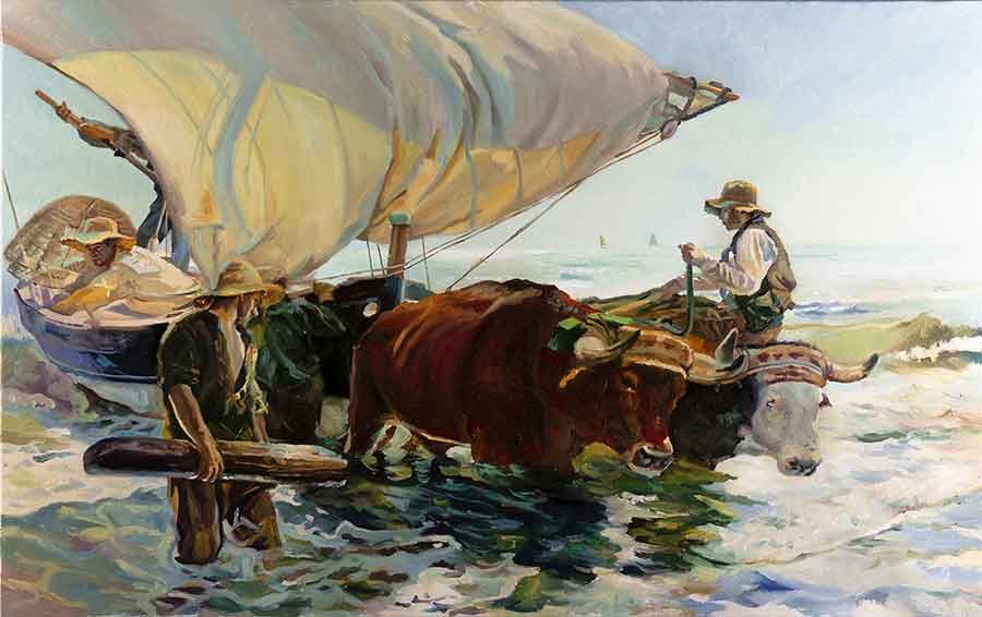 Dos reproducciones de Sorolla al óleo