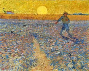 El sembrador a la puesta de sol de Van Gogh