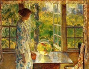 Pecera con peces de colores de Childe Hassam