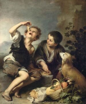 "Niños comiendo pastel" de Murillo