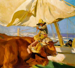 "Sol de la tarde, playa de Valencia" de Sorolla